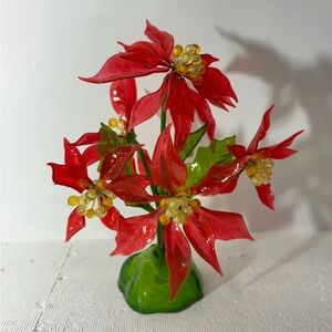 VTG Lucite Acrylic Christmas Poinsettias by C K Industries 1968 12” Tall *Read*